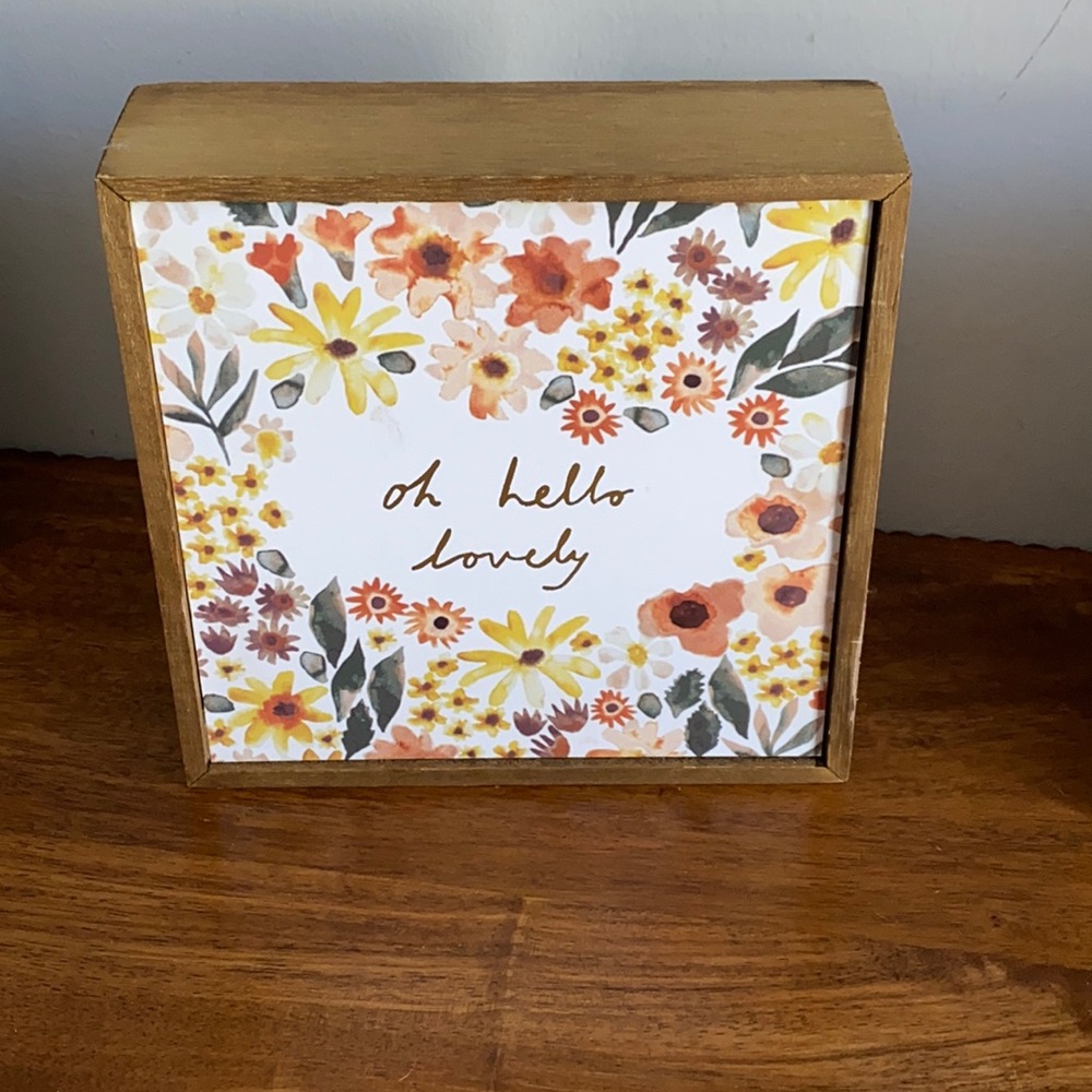 New Sonoma Goods for Life Oh Hello Lovely Wood Box Sign Floral 6x6